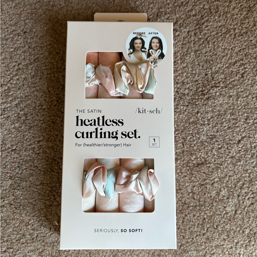 Kitsch Satin Heatless Curling Set - Pink and Cream Tones